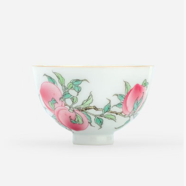 Jingdezhen Famille Rose Five Peaches Heart-Shaped Tea Cup