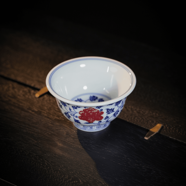 Jingdezhen Interlocking Lotus & Peony Hand-Held Tea Cup